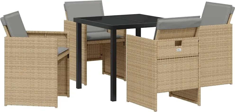 vidaXL Kert étkező szett 5 pcs Bézs polirattan