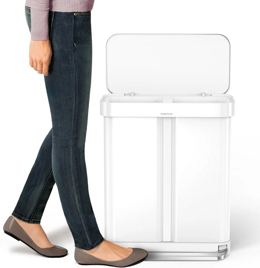 Simplehuman pedálos kuka szelektált hulladékhoz 58 l, fehér