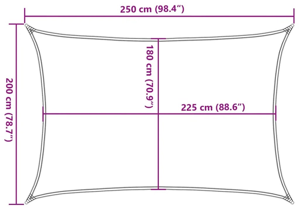 krémszínű HDPE napvitorla 160 g/m² 2 x 2,5 m