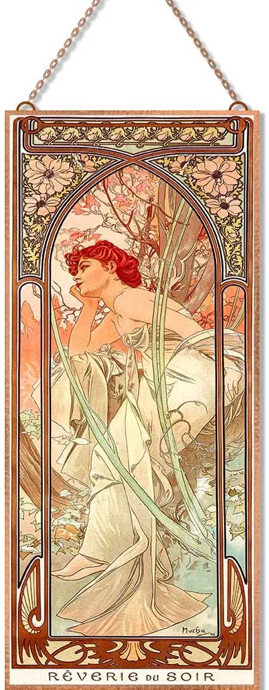 Alfons Mucha - Napszakok (Garnitúra) Pasztell üvegkép, falikép