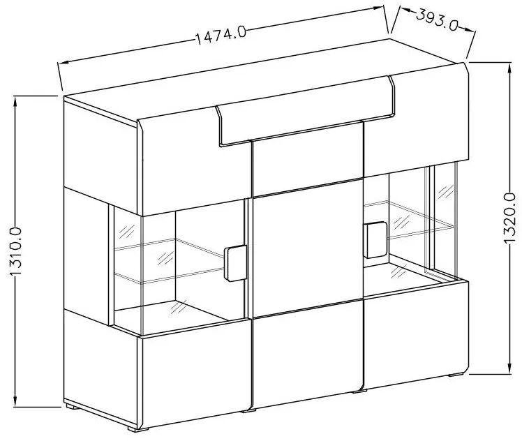 Vitrin Tamie Typ 46 (sötétszürke + tölgy). 1030168
