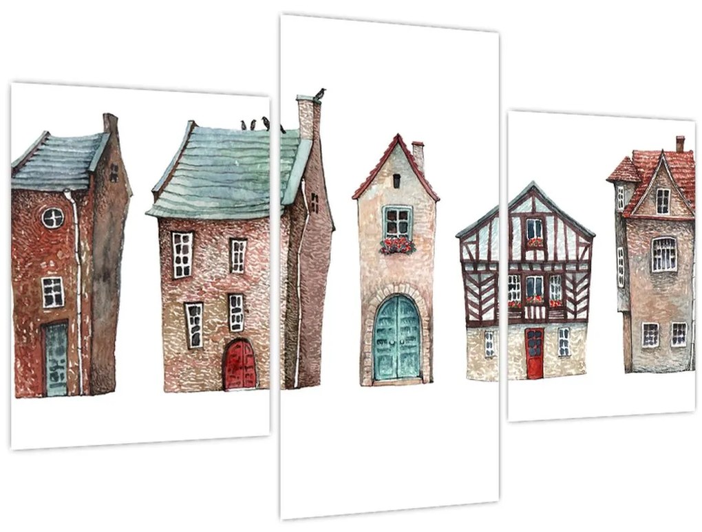 Kép - Akvarell házak (90x60 cm)