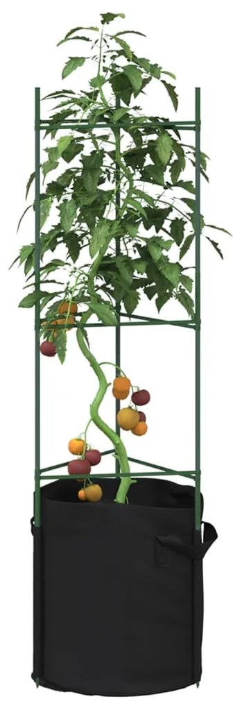 6 db acél és polipropilén paradicsomketrec növényzsákkal 116 cm