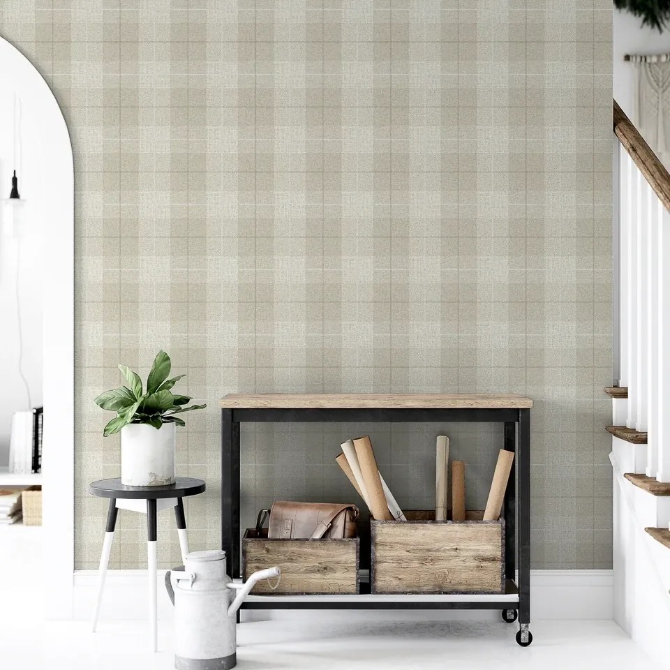 Arthouse Signature 1 Country Tartan bézs kockás vlies tapéta – 294903