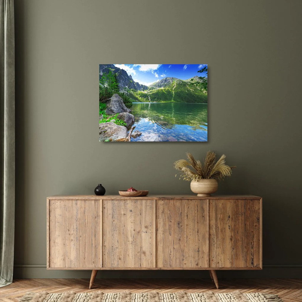Tó a Tátrában képe (üvegen) (70x50 cm)