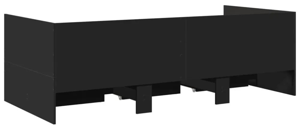 fekete kanapéágy fiókkal matrac nélkül 90x200 cm