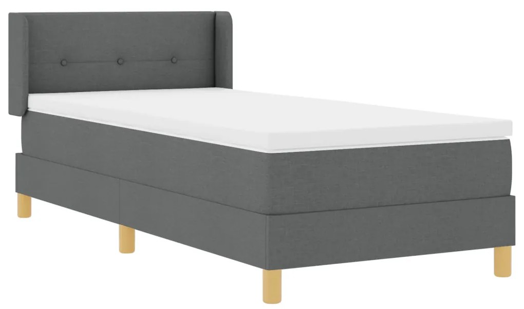 vidaXL Rugós Ágy matracmal fejtámlával Sötétszürke 90 x 190 cm szövet