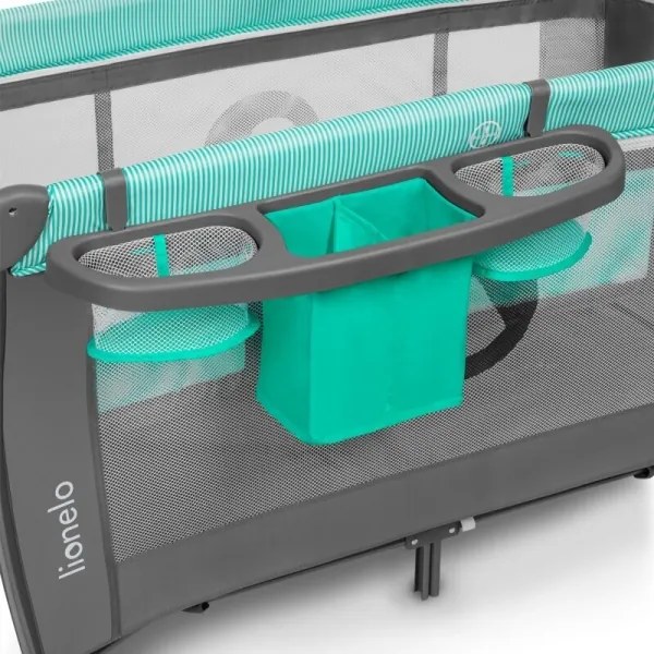 Lionelo - SVEN PLUS utazóágy szürke/türkiz