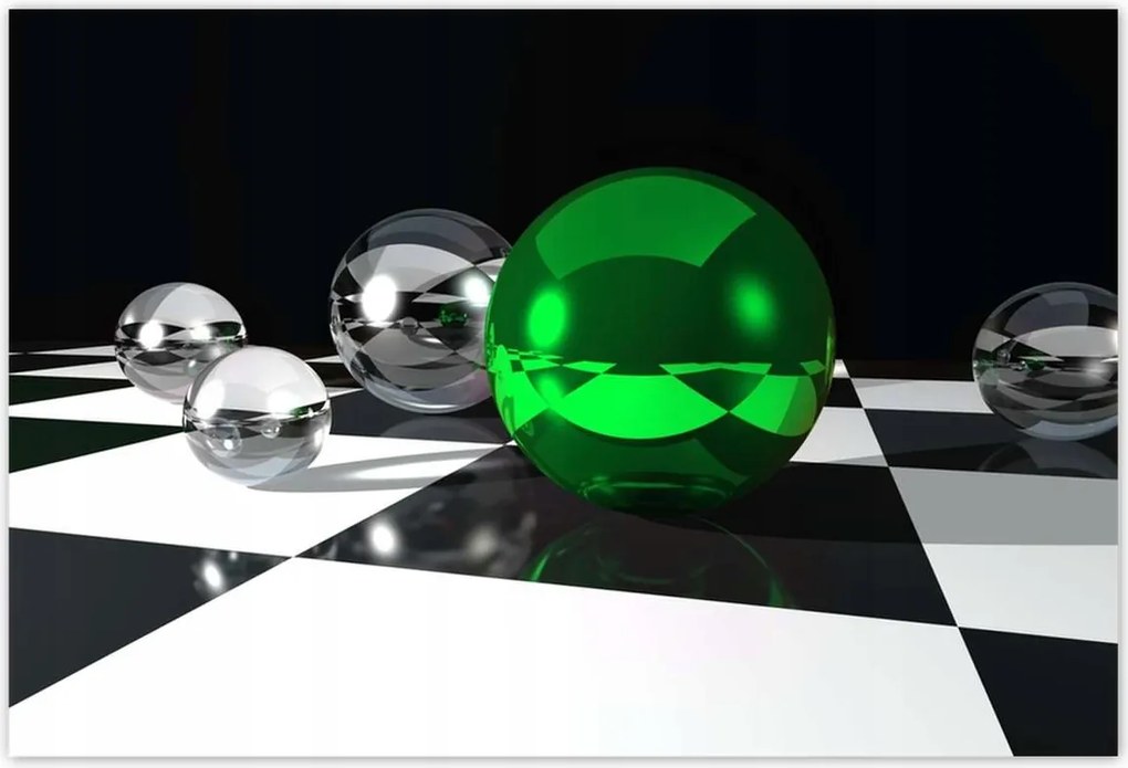 Poszterek 200x135 Zöld gömb Sakktábla