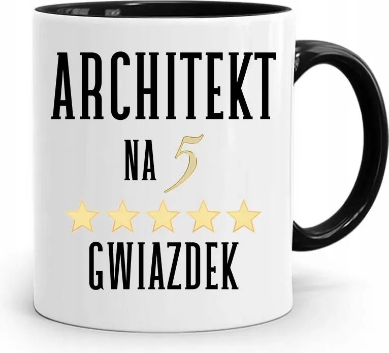 Fekete Bögre Építésznek Ötcsillagos, fényképes nyomattal