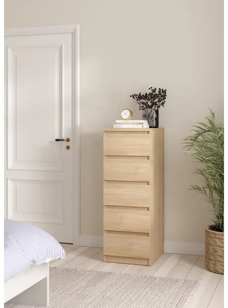 Natúr színű komód tölgyfa dekorral 40x111x50 cm Naia – Tvilum