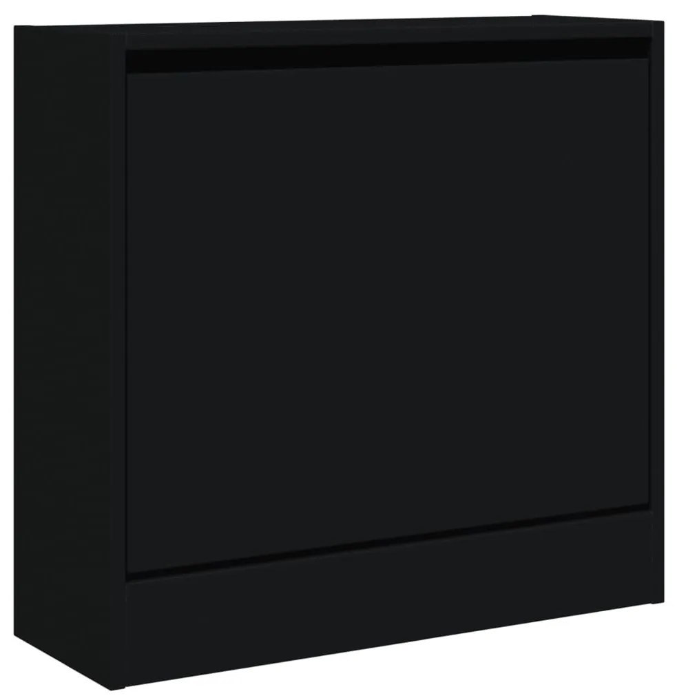 fekete szerelt fa cipőszekrény 60 x 21 x 57 cm