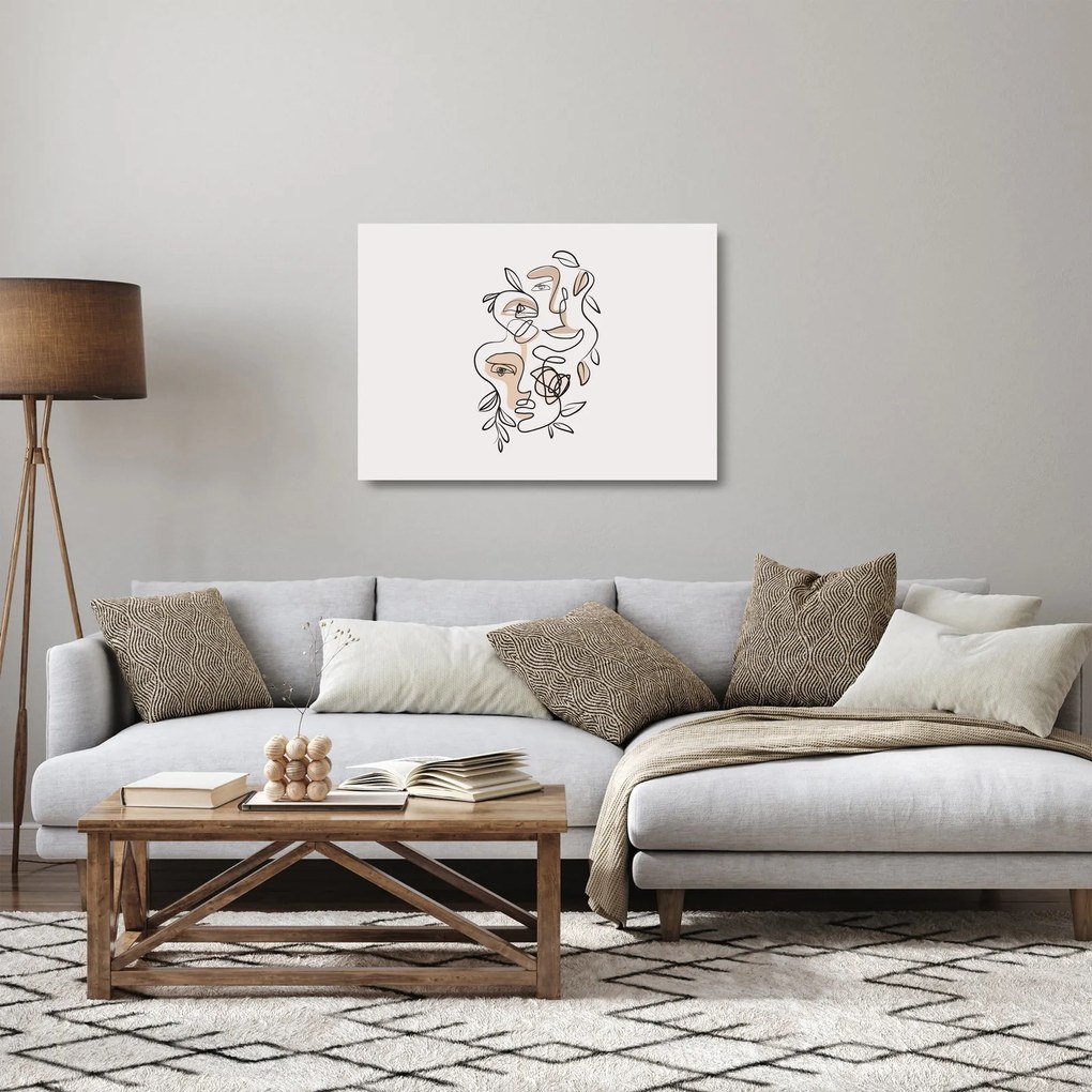 Üveg kép - Line art arckezelés (70x50 cm)