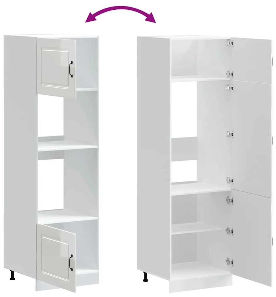 Kalmar 2 db fényes fehér színű szerelt fa sütőszekrények