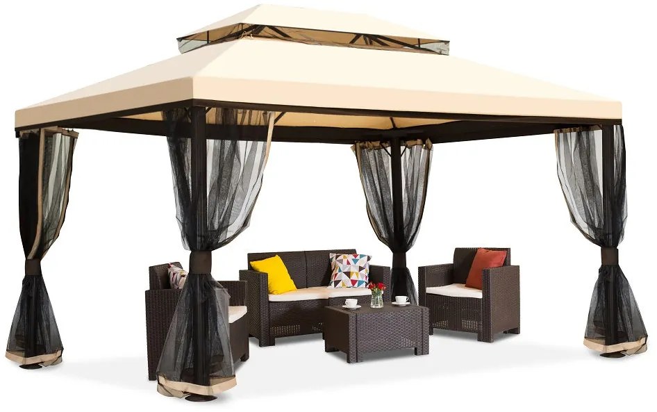 Kerti pavilonkrém szúnyoghálóval Valencia 4x4 m Garden Point