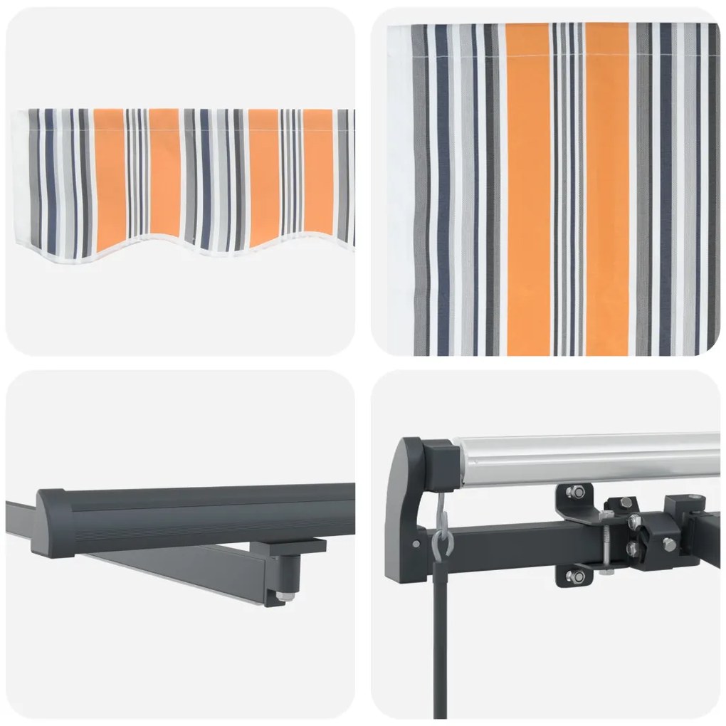Kézi behúzható napellenző LED többszínű csíkkal 350x250 cm