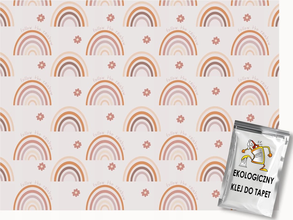 Fotótapéta Flizelina Gyerekek Pasztell Mintás Szivárvány Virágok 150x105 ragasztó