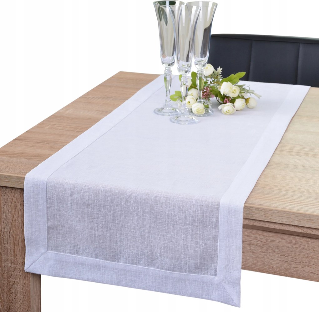 Asia foltálló, sima asztali futó 40x180 cm, fehér