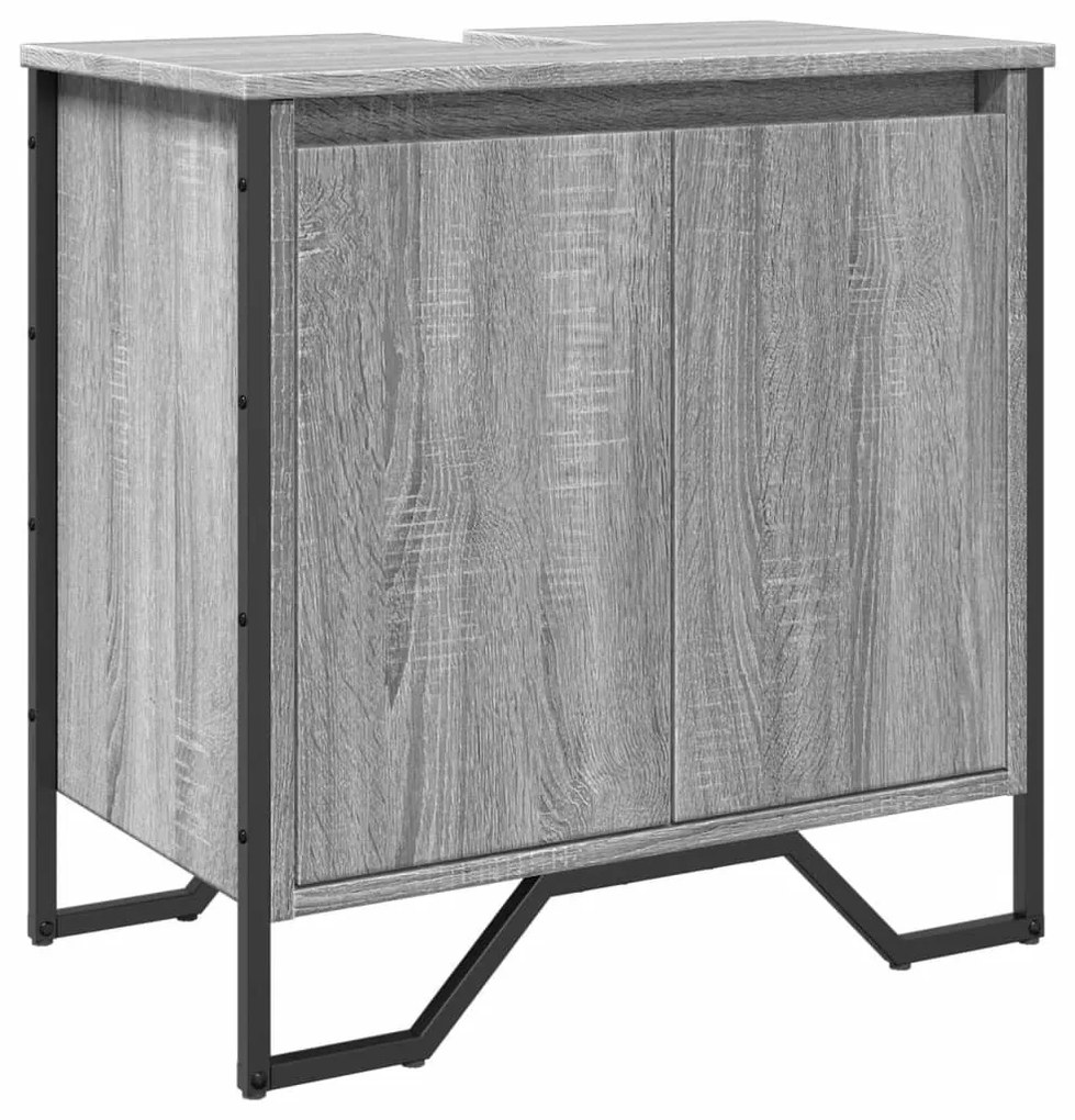 Szürke sonoma szerelt fa fürdőszobai mosdószekrény 60x35x60 cm