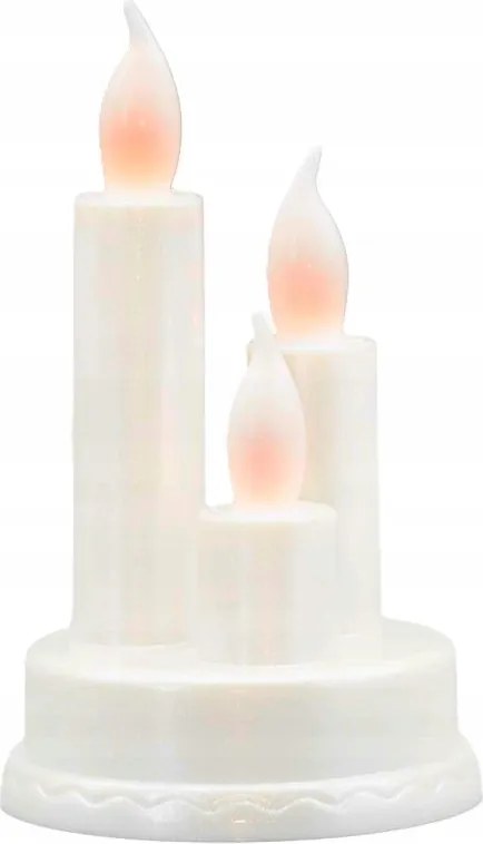 Hármas gyertya láng hatású gyertyatartóval| Led| Fehér gyöngyház|14c