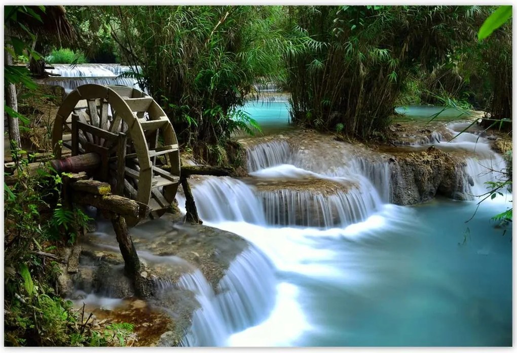 Fotótapéták 104x70 Fa malom a folyón