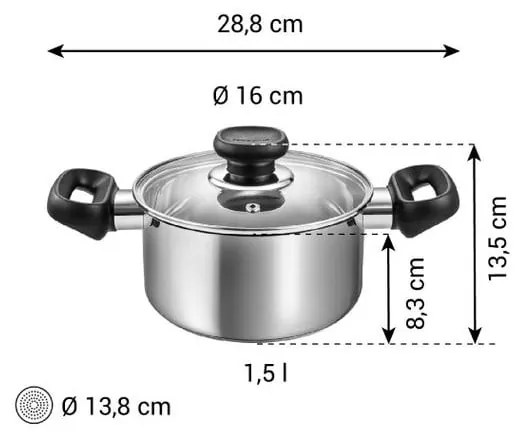 Indukciós tűzhelyhez alkalmas rozsdamentes acél edény fedővel 1,5 l Brava – Tescoma