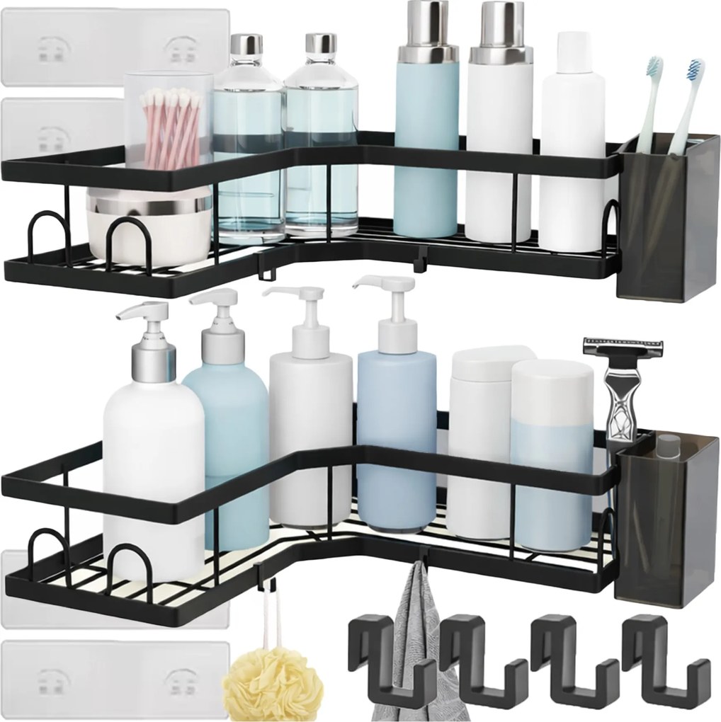 Fürdőszoba Polc Akasztós Sarok Zuhany Öntapadós Loft 2 Db