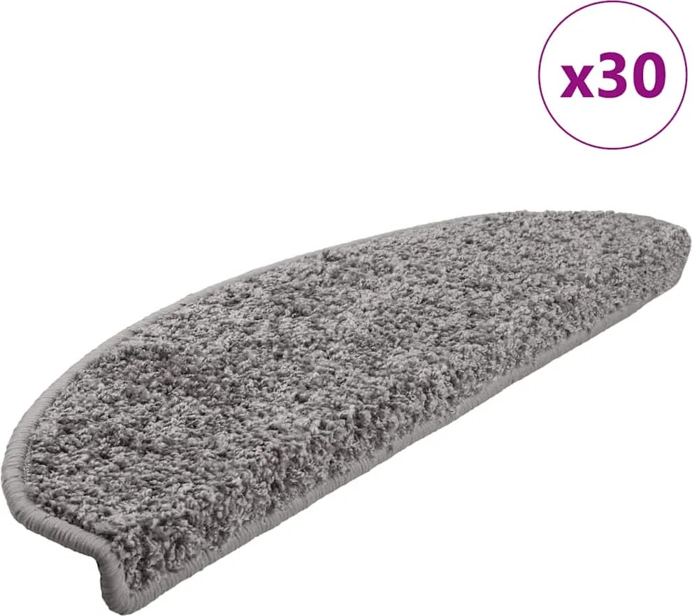 vidaXL 30 db szürke, félkör alakú, nagy lépcsőszőnyeg 65 x 21 x 4 cm