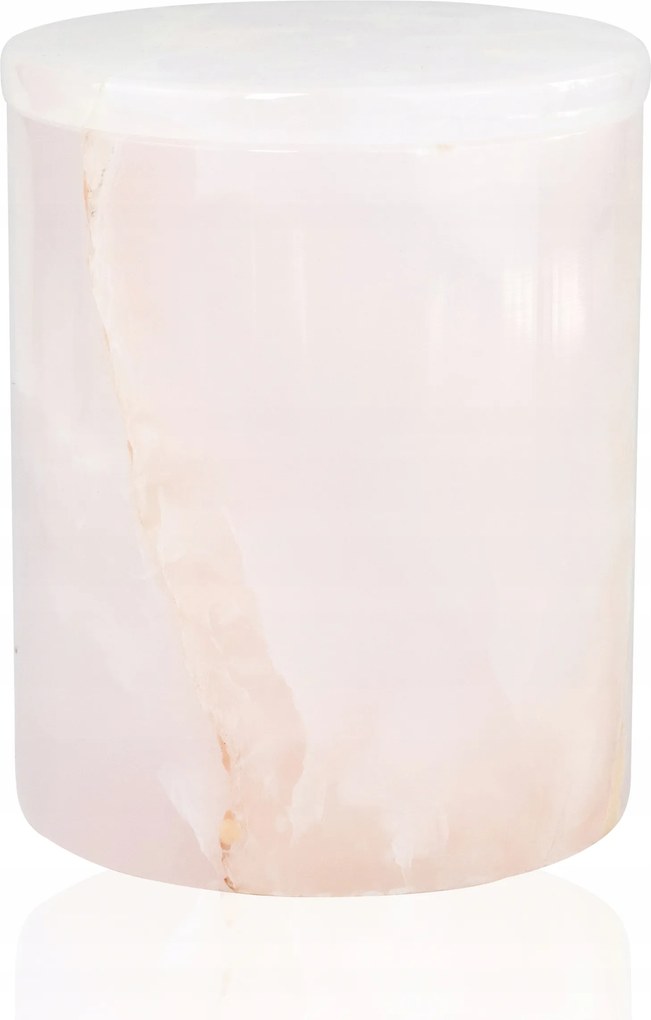 Rózsaszín ónix doboz Természetes kő tartály fedéllel magas váza