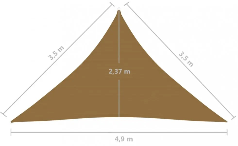 tópszínű HDPE napvitorla 160 g/m² 3,5 x 3,5 x 4,9 m