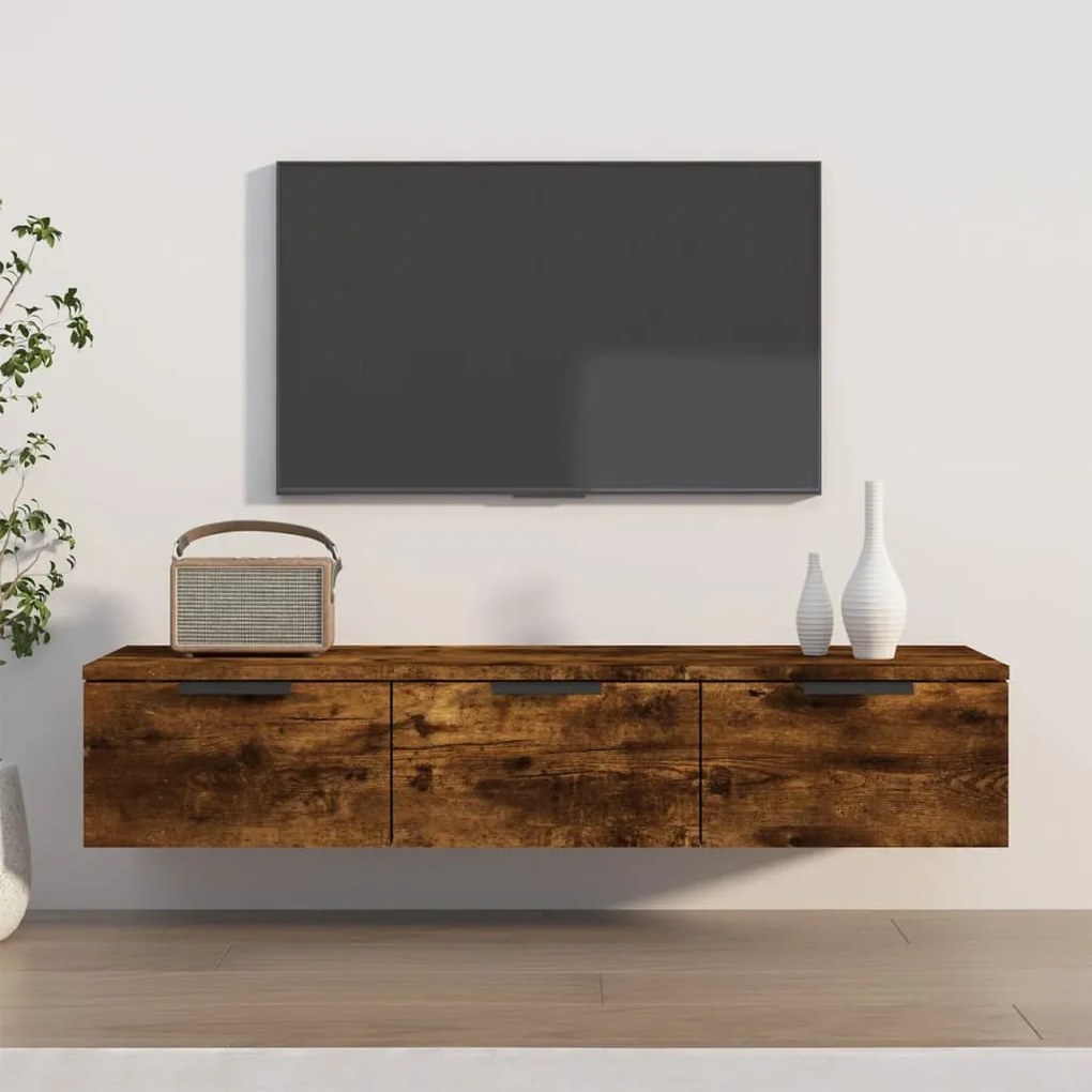 füstös tölgy színű szerelt fa faliszekrény 102 x 30 x 20 cm
