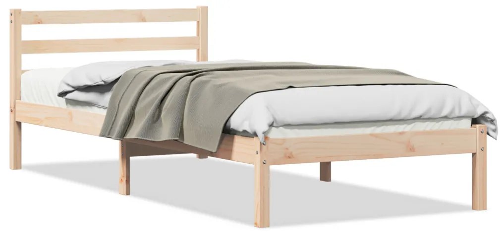 Ágykeret Fejvéggel 90x210 cm Tömör Fenyőfa