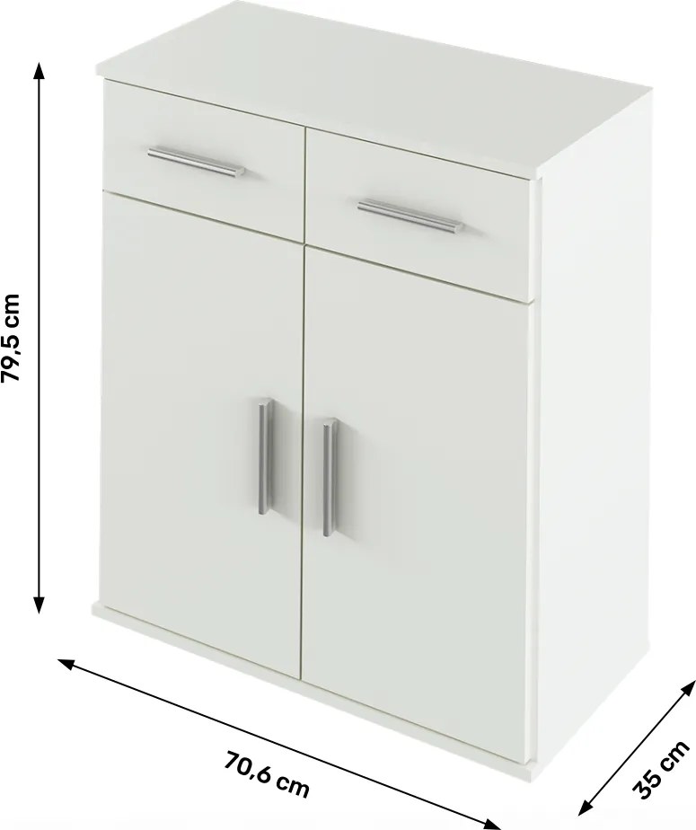 Komód, fehér, RESITA TYP 2