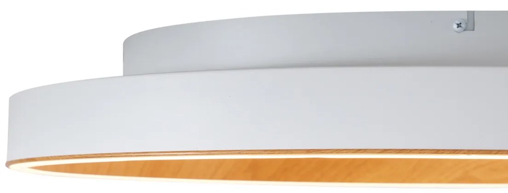 Design mennyezeti lámpa fehér fa hatással 60cm LED-del, 3 fokozatú kapcsolóval - Ingo