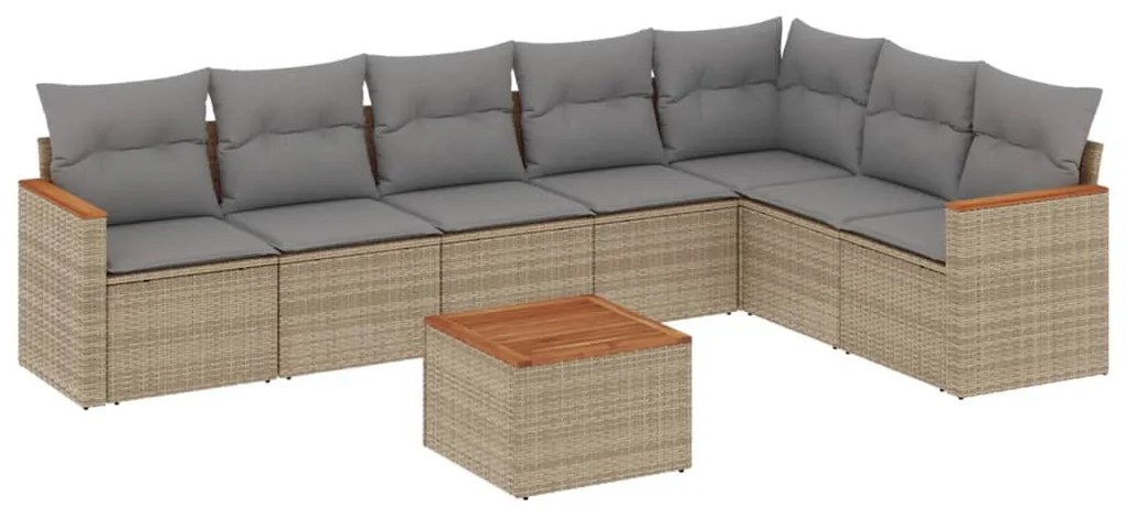 8 részes vegyes bézs polyrattan kerti ülőgarnitúra párnákkal