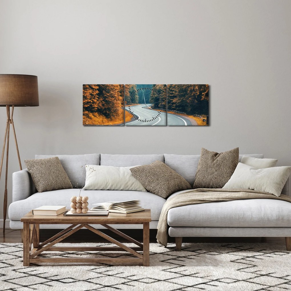 Kép - Kanyargós út (órával) (90x30 cm)