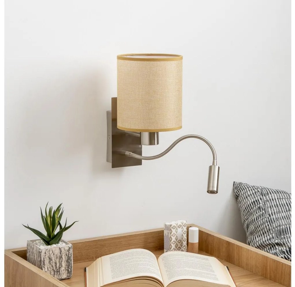 Brilagi - LED Fali lámpa NUBILA 1xE27/25W/230V+LED/3W króm/világosbarna