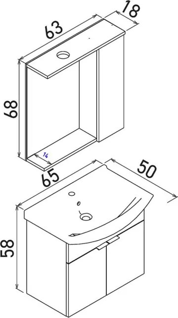 Purus mosdószekrény, 65 cm – TR785PNC1697