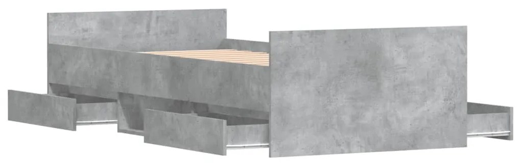 betonszürke ágykeret fej- és lábtámlával 100 x 200 cm