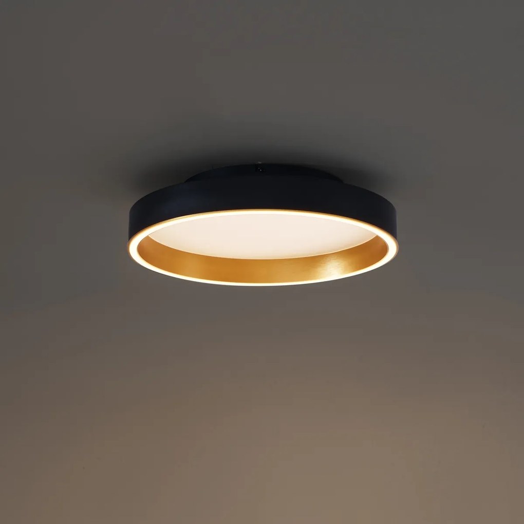 Dizájner mennyezeti lámpa fekete arannyal 40 cm LED-del 3 fokozatú kapcsolóval - Ingo