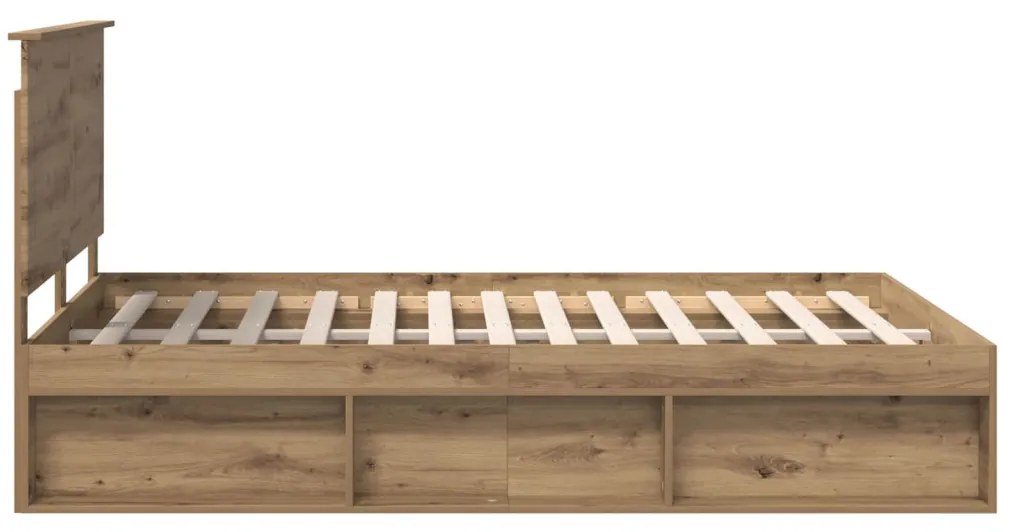 vidaXL Ágykeret fejtámlával Művészi tölgy 150 x 200 cm Tömör fenyőfa