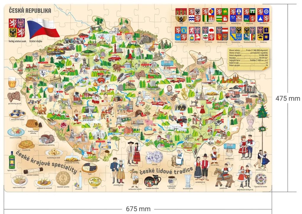 Puzzle - Csehország térképe 160 darabos