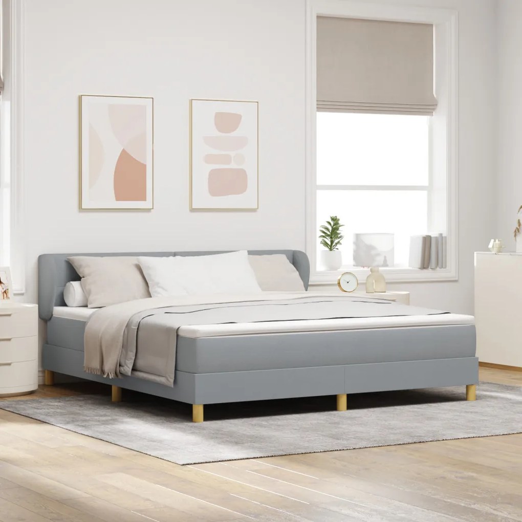 Boxspring Ágy Matrac nélkül Világosszürkében, 180x200 cm, Szövet