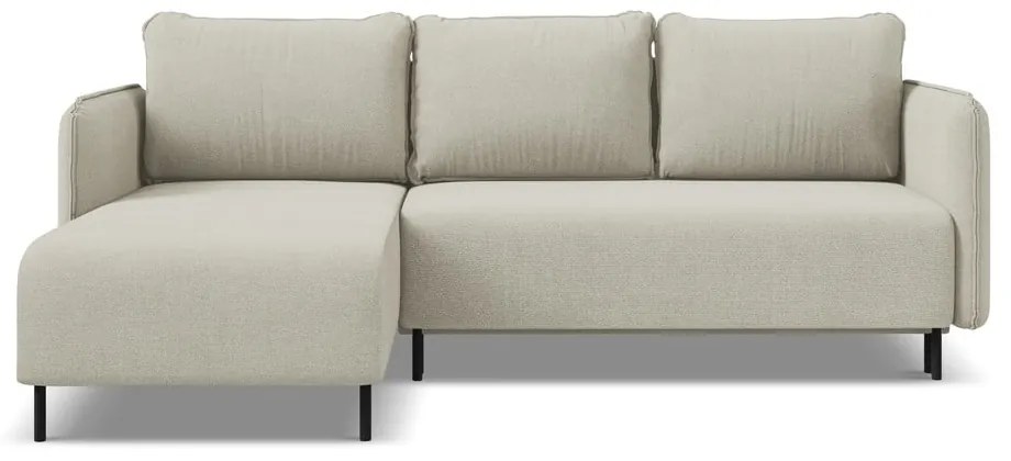 Bézs kinyitható-tárolóhelyes sarokkanapé (bal oldali) Luana – Makamii