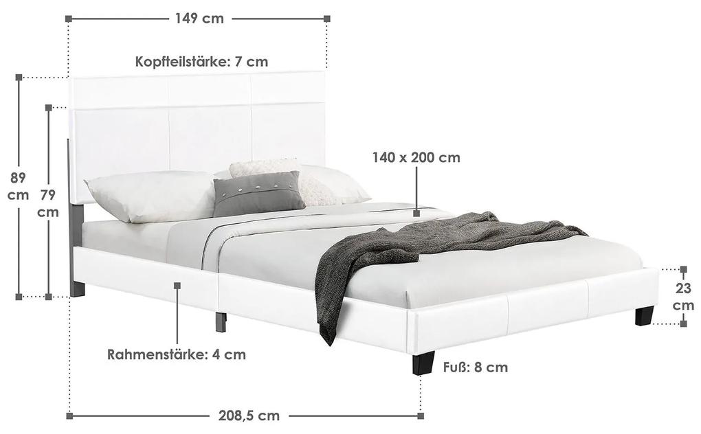 Kárpitozott ágy ,,Barcelona" 140 x 200 cm - fehér