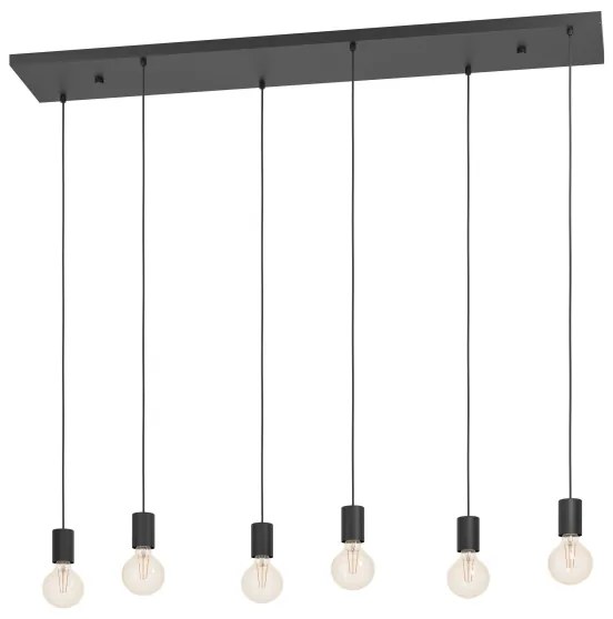 Eglo 390268 - Csillár zsinóron HUEBRO 6xE27/40W/230V fekete