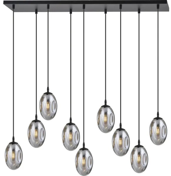 Csillár zsinóron ASTRAL 9xE14/10W/230V fekete/füstös