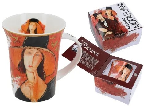 Porcelánbögre 350ml, Amedeo Modigliani: Jeanne Hebuterne kalapban