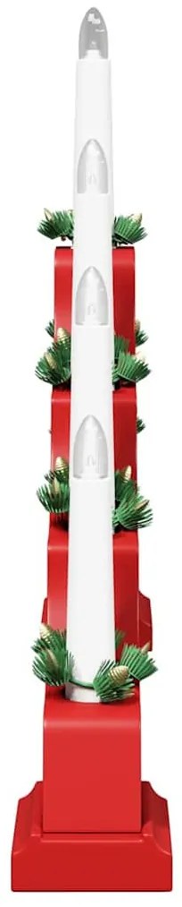 Karácsonyi gyertya híd Piros 39.5 x 5 x 29 cm Tömör fenyőfa