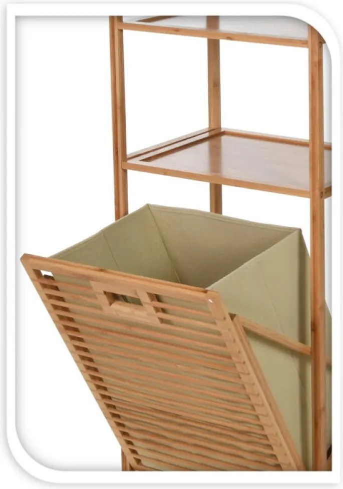 HAMPER bézs bambusz szennyeskosár